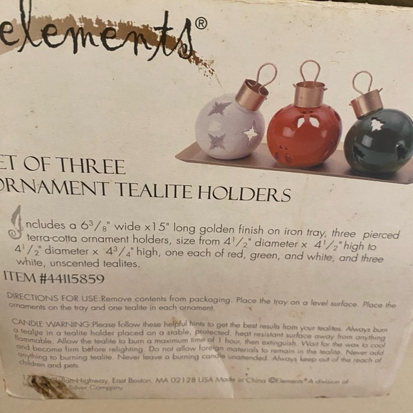 Elements Festive Ornament Tea Light Set with Gold Tray. New in Box. - Picture 3 of 5
